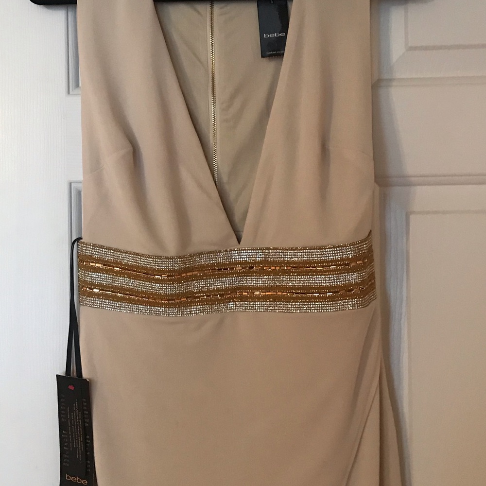 NWT- BEBE jeweled waist dress